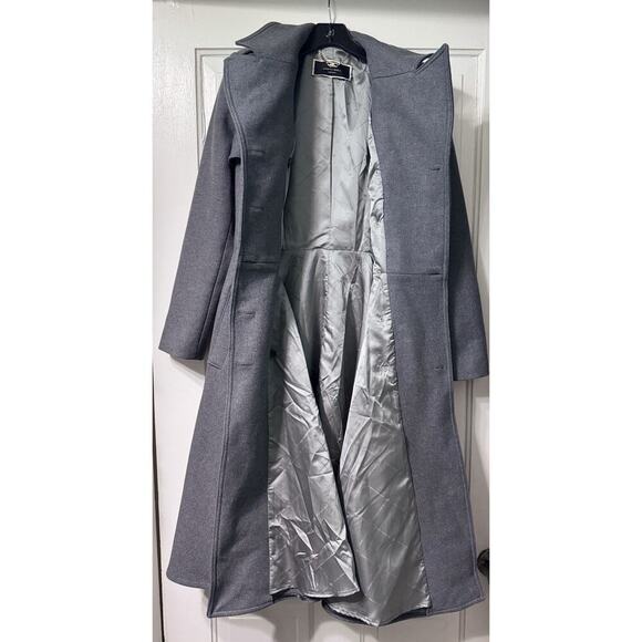 Elisabetta Franchi Double Breasted Gray Wool Trench Coat Size 40 - Picture 7 of 16